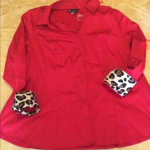 Red button blouse